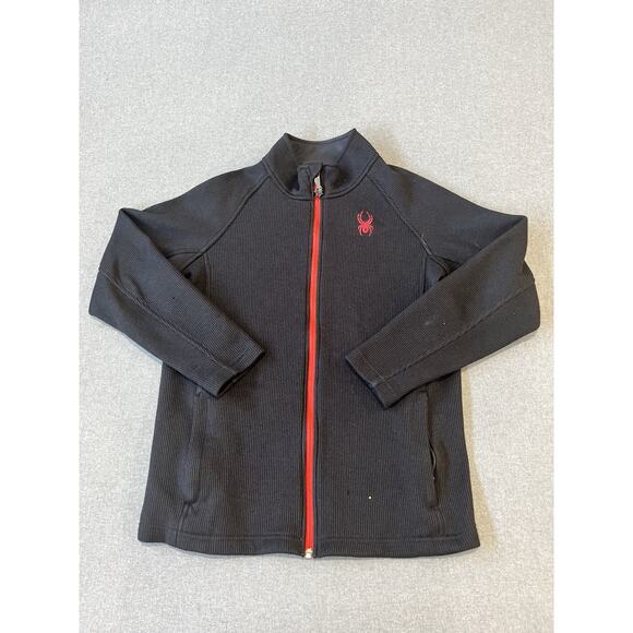 Spyder Kids Black Zip-up Jacket With Red Accents Size Large 14/16 - Picture 1 of 7